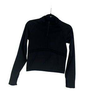 Victoria’s Secret PINK Active Long Sleeve Black Cropped Quarter Zip Size M/L